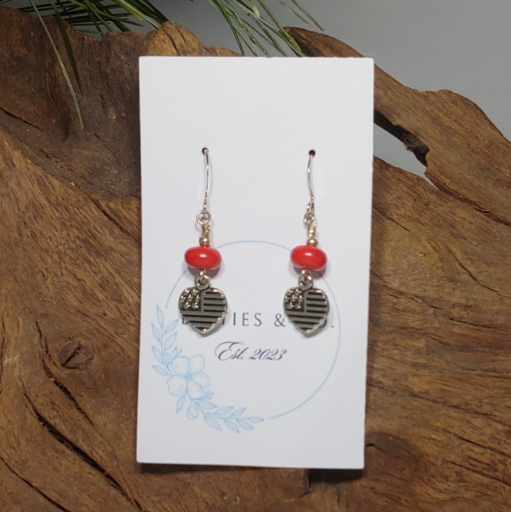 Patriotic Flag w/ Coral Earrings