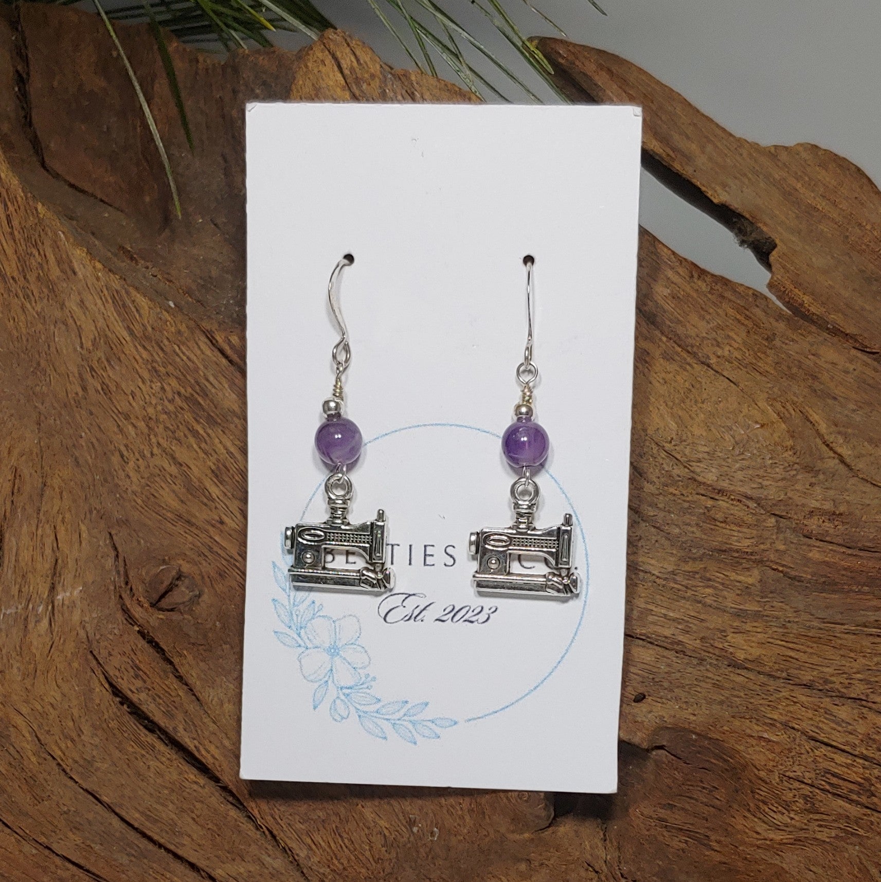 Sewing Machine w/ Amethyst Earrings