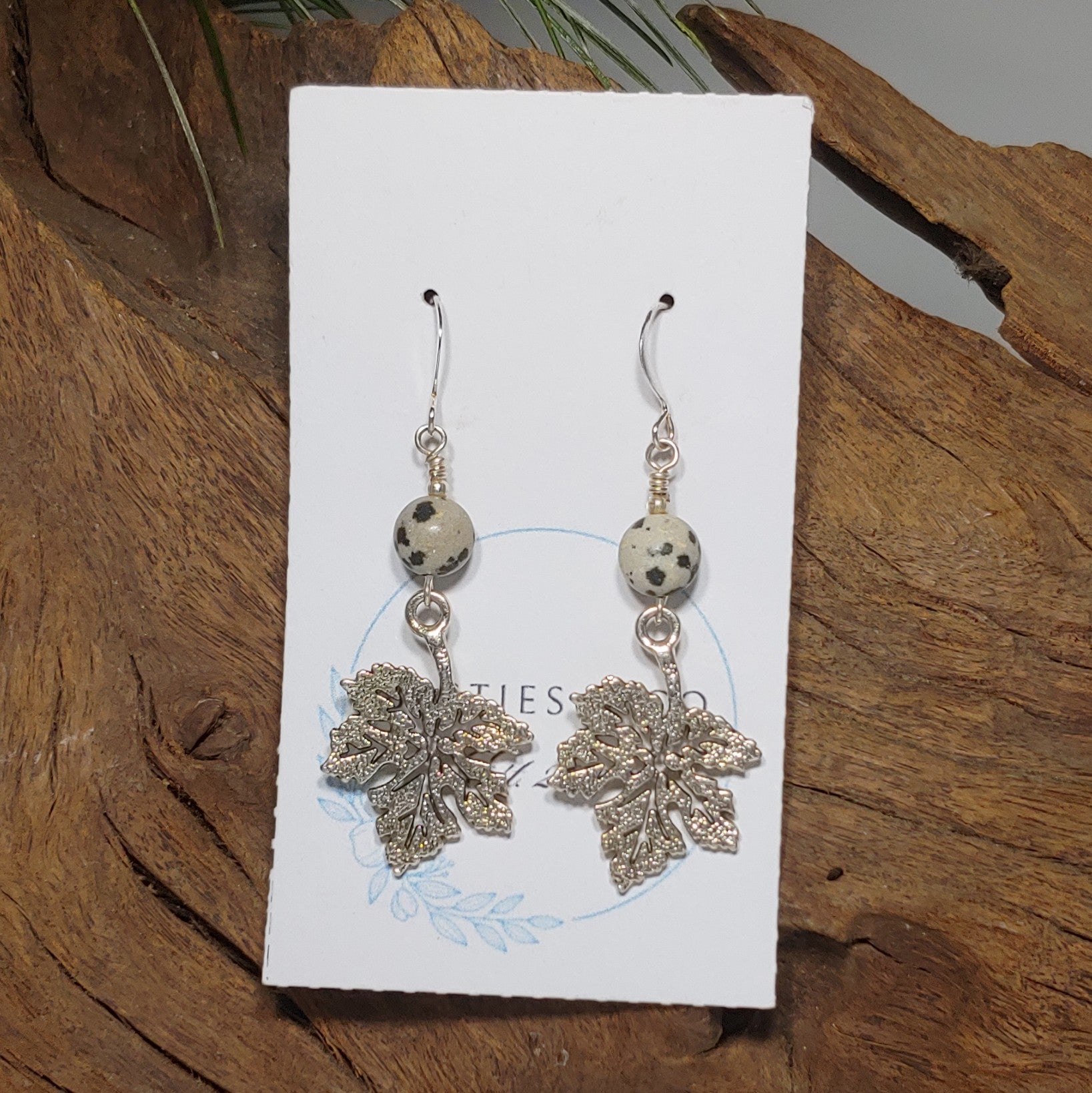 Leaves w/ Dalmetian Jasper Earrings