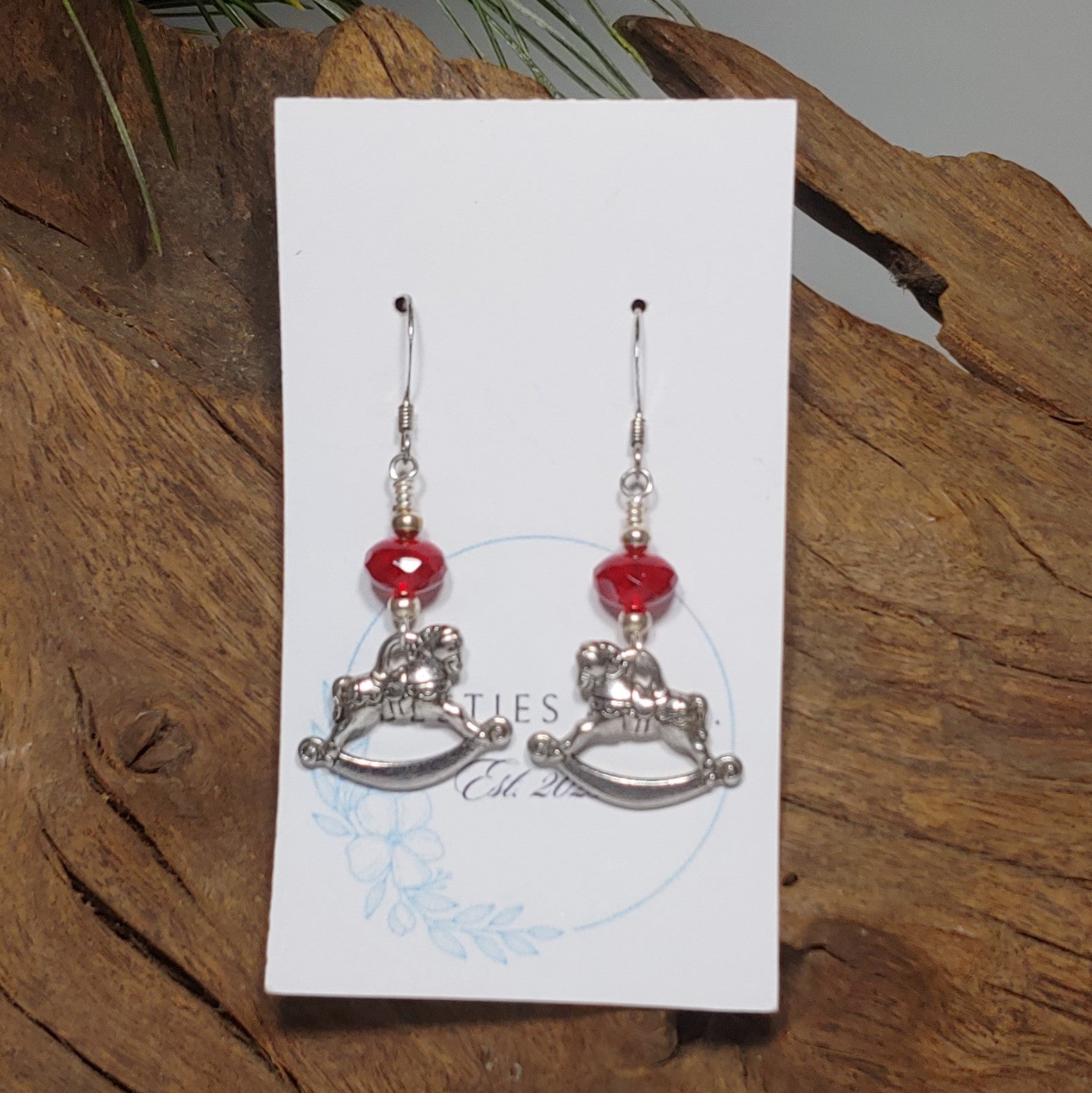 Rocking Horse w/ Red Earrings