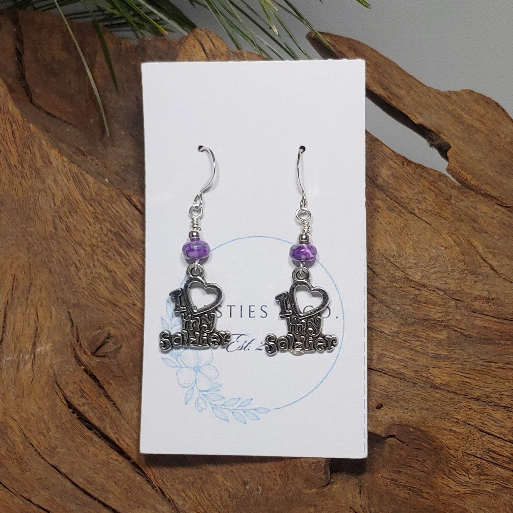 I Love My Soldier Earrings