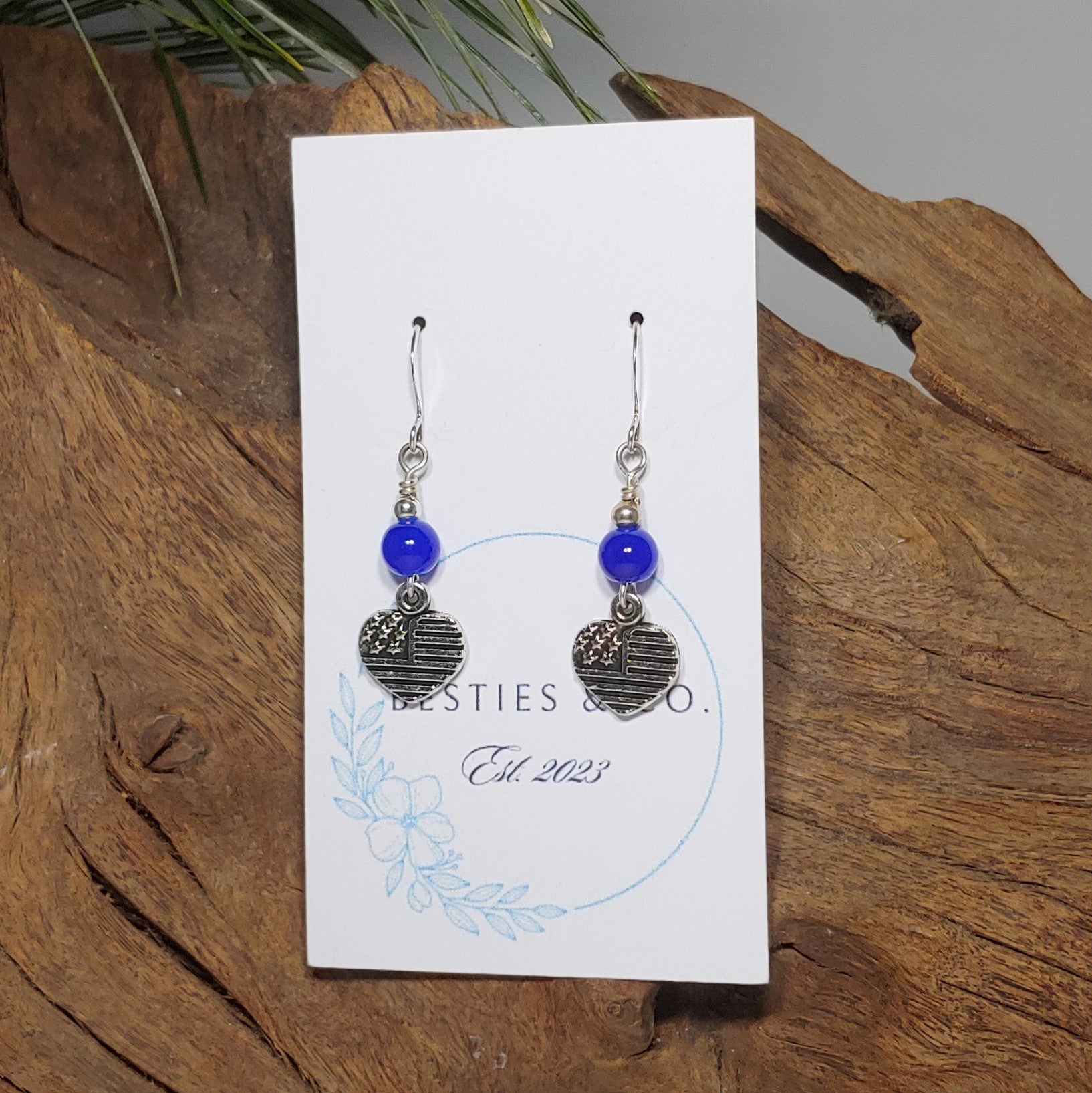 Patriotic Flag Heart Earrings