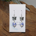Butterfly w/ Blue Floral Earrings