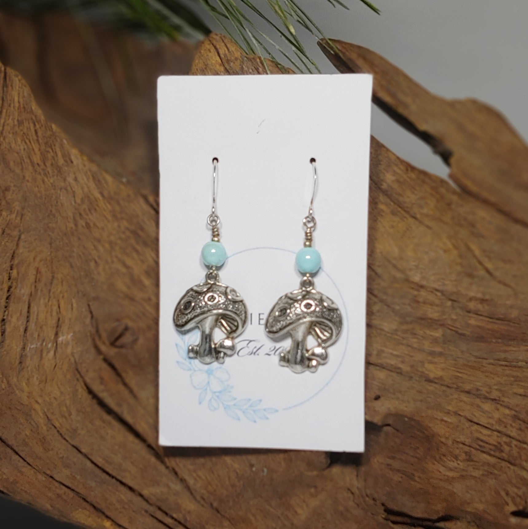 Mushrooms w/ Light Blue Earrings