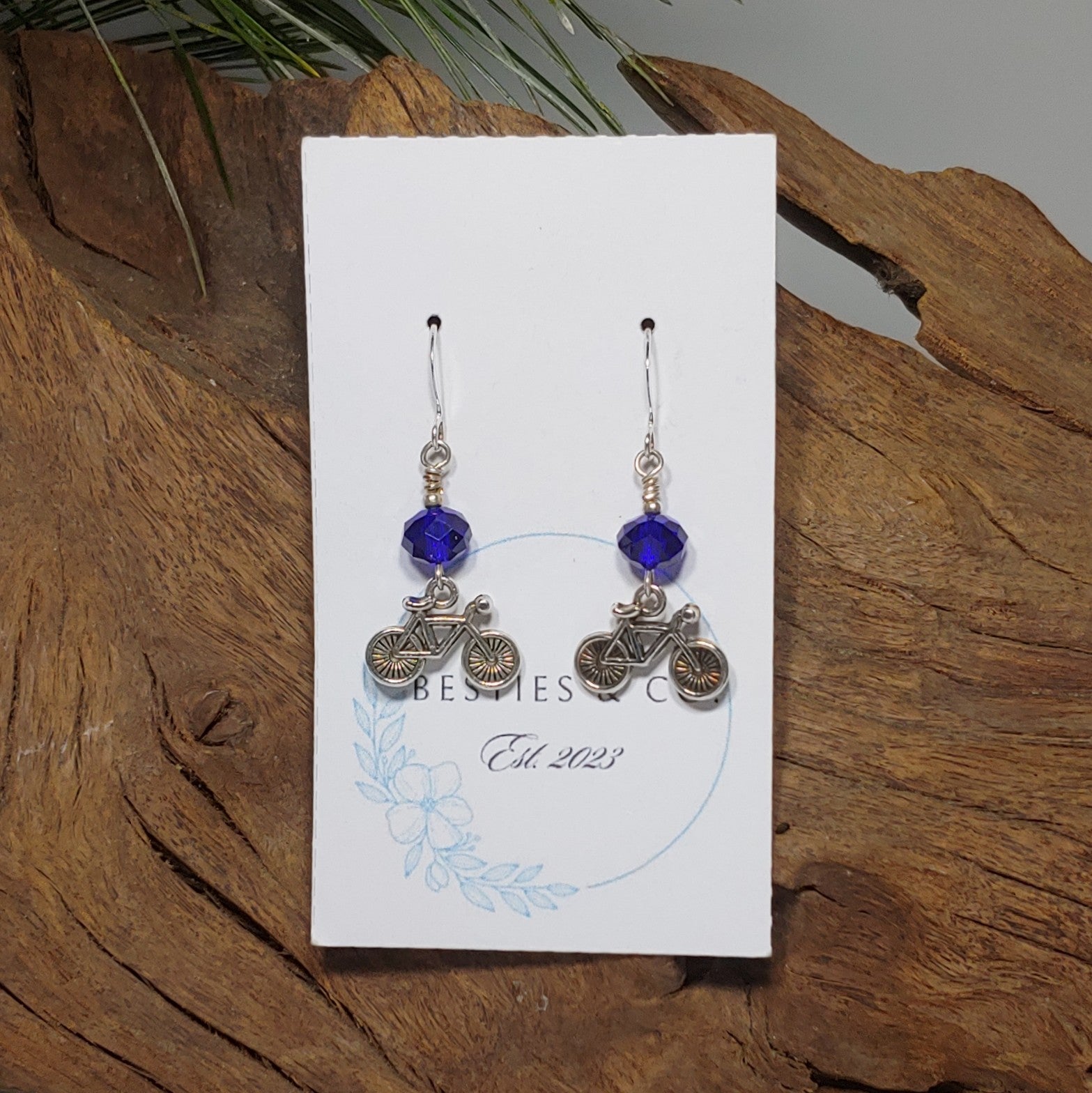 Bicycle w/ Royal Blue Earrings