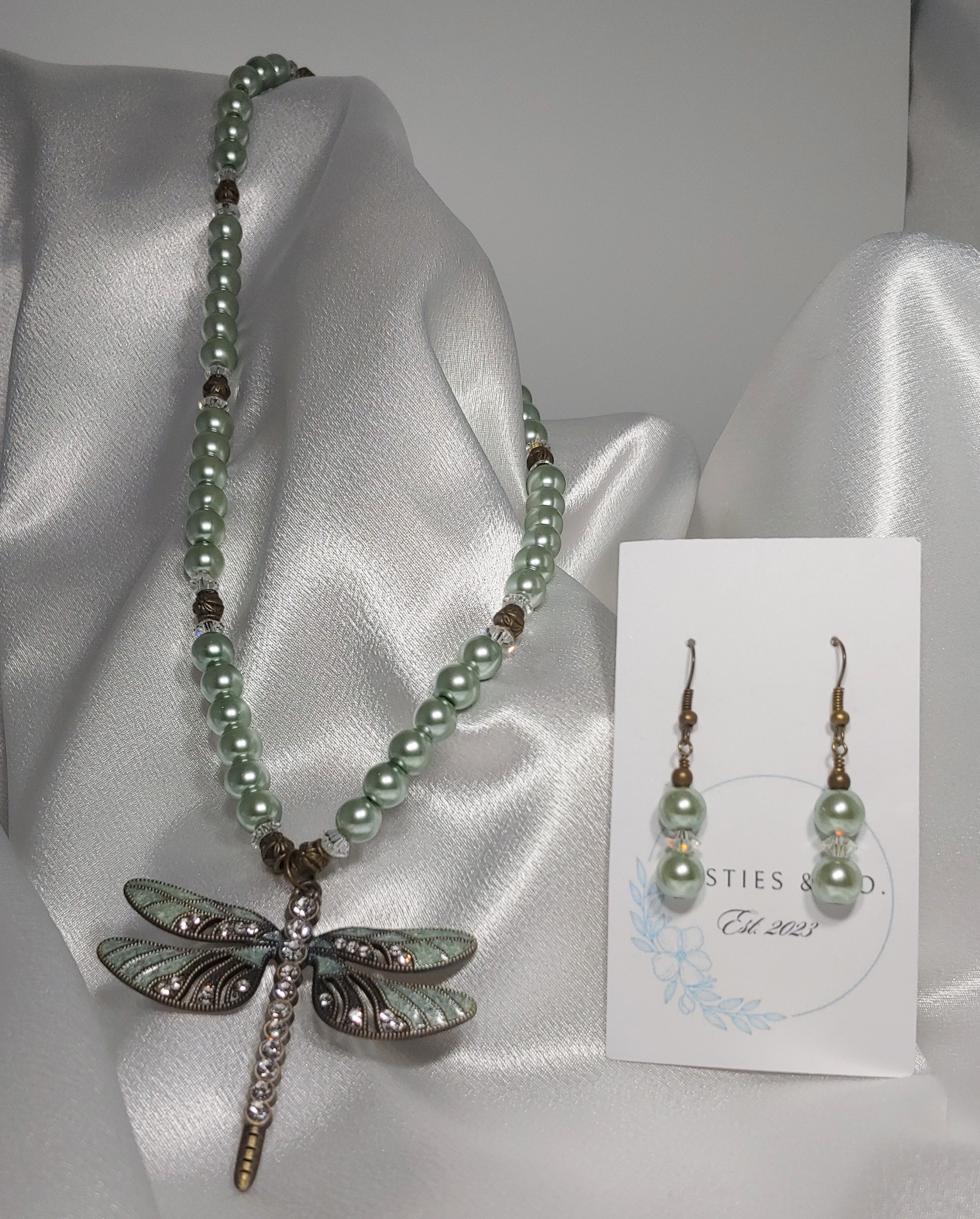 Dragonfly Necklace and Earrings