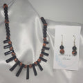 Black Onyx and Gold Stone Necklace and Earrings