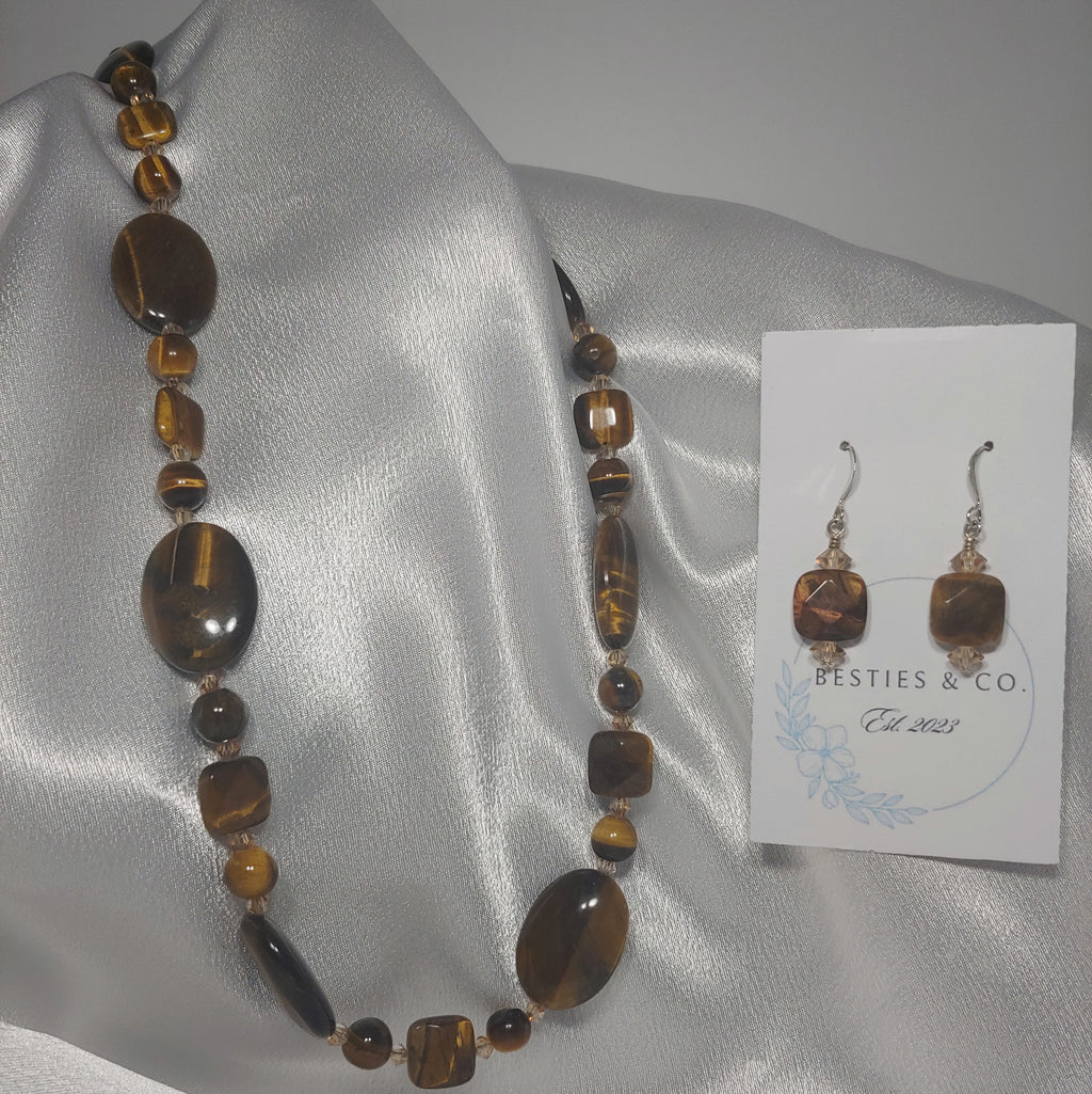 Tigers Eye Neckace and Earrings