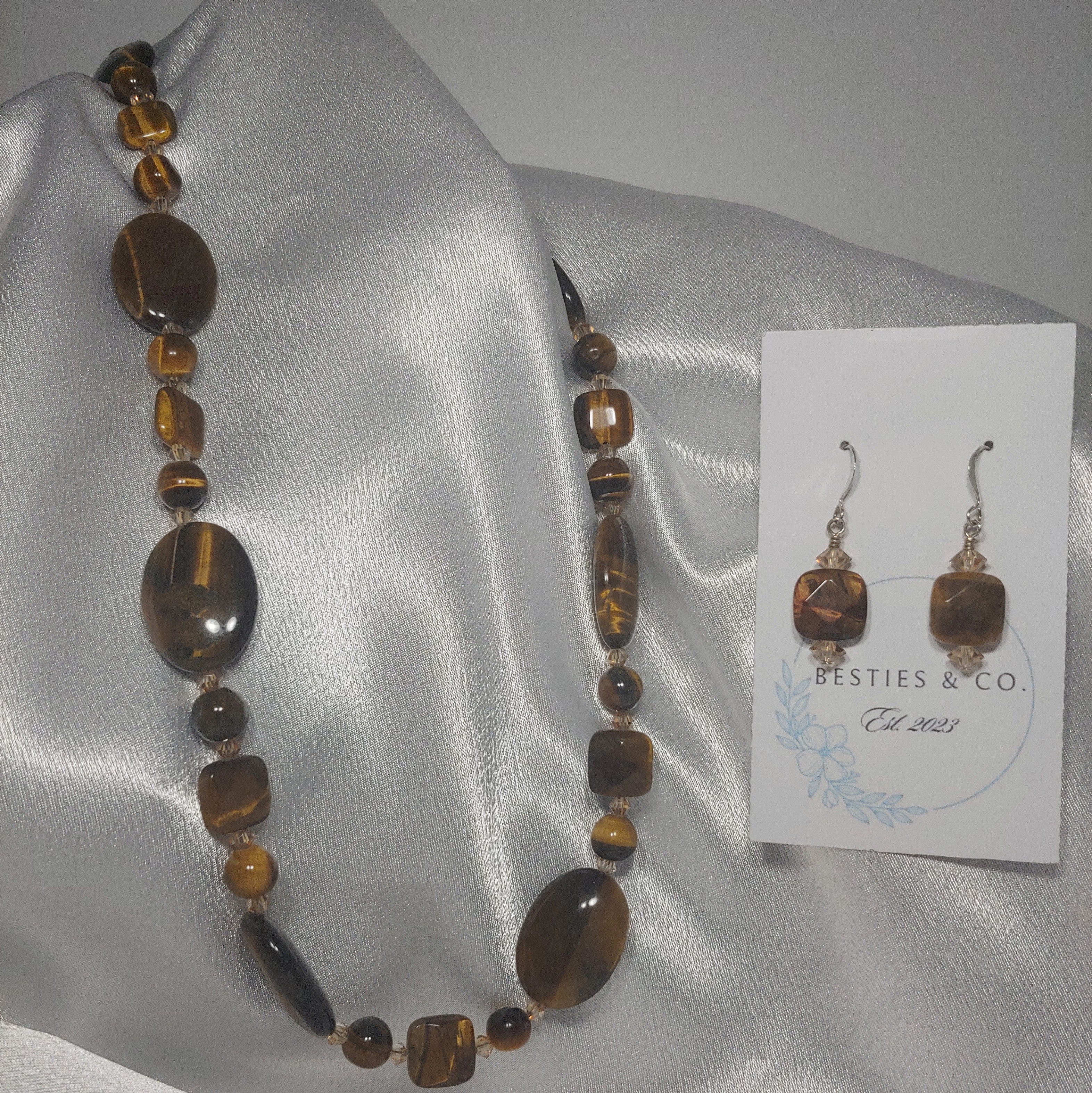 Tigers Eye Neckace and Earrings